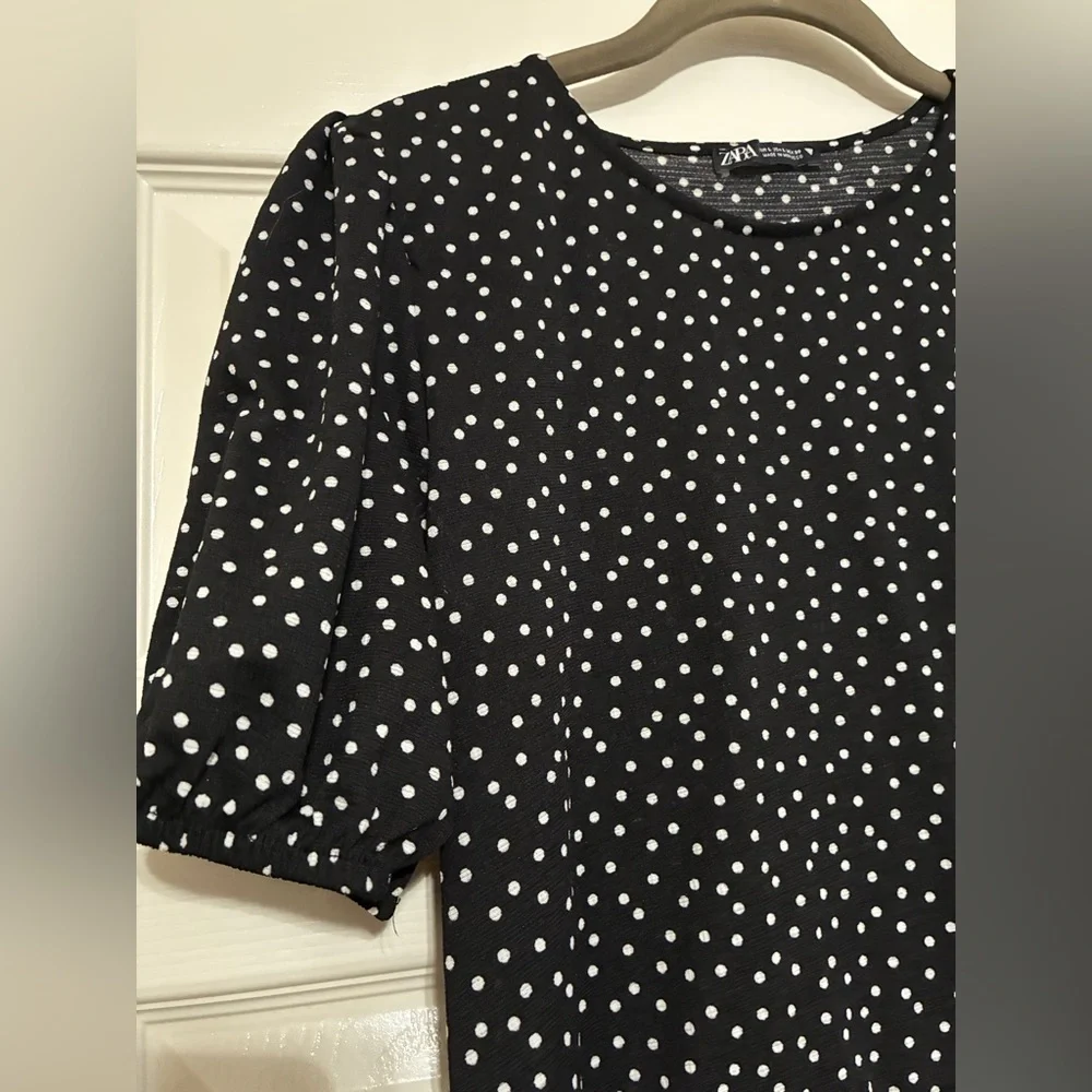 Zara Black/White Polka Dots Midi Dress. Size L. Classy. Feminine. Charming. - Picture 5 of 8